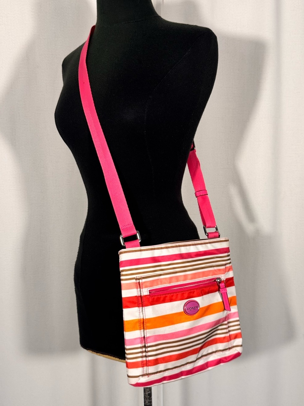 Coach Y2K Stripe Nylon Crossbody Bag